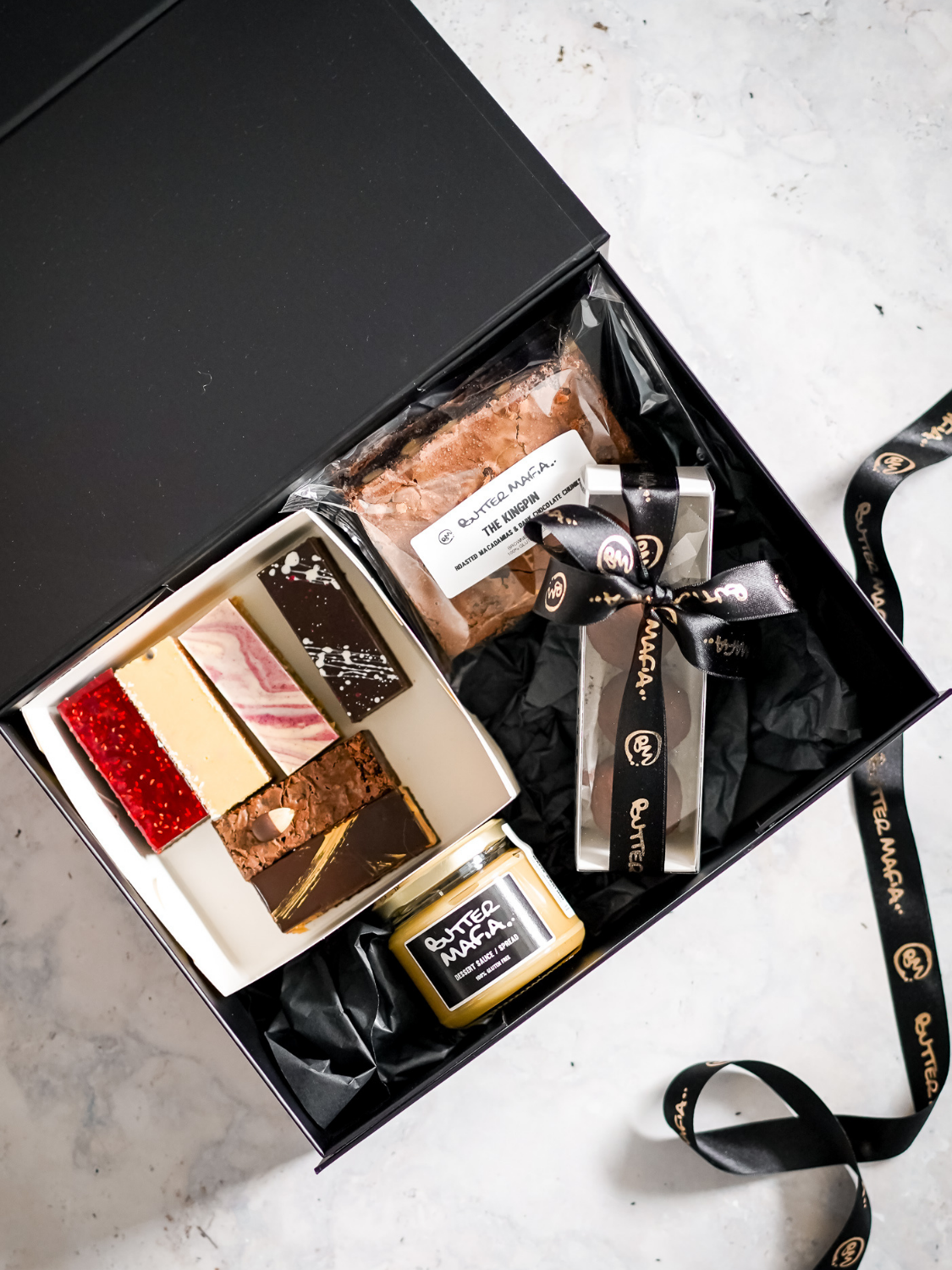 The Kingpin Gift Box 100% Gluten Free Dessert Gift Box Gourmet Desserts Handmade in Northcote Specialty Dessert Shop Melbourne Next Day Delivery Regional Victoria Same Week Delivery Dedicated Gluten Free Bakery Melbourne's Best Gluten Free
