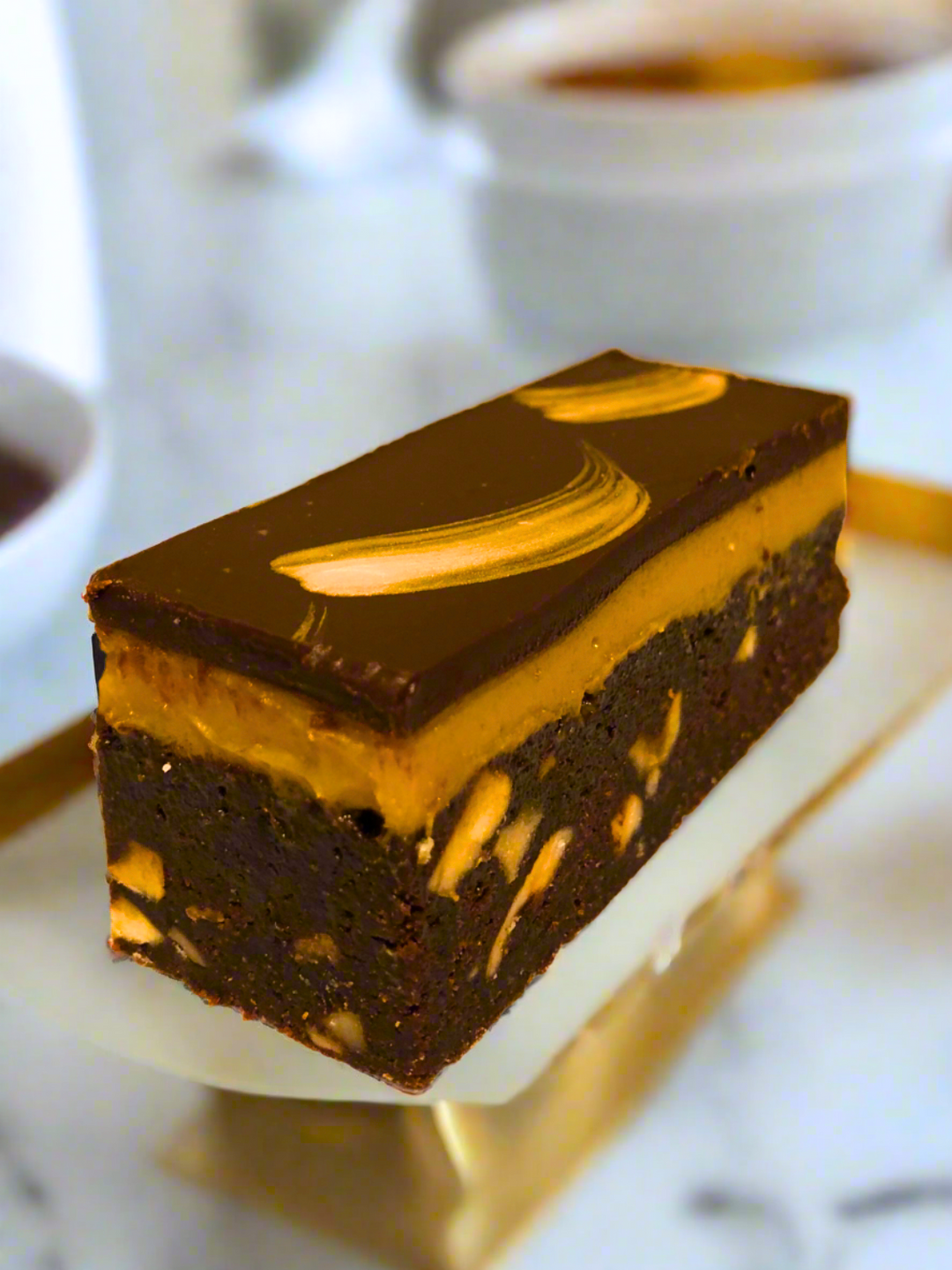 100% Gluten Free Black Velvet Brownie with Roasted Hazelnuts, Salted Caramel and Dark Chocolate Ganache Coeliac Australia Accredited