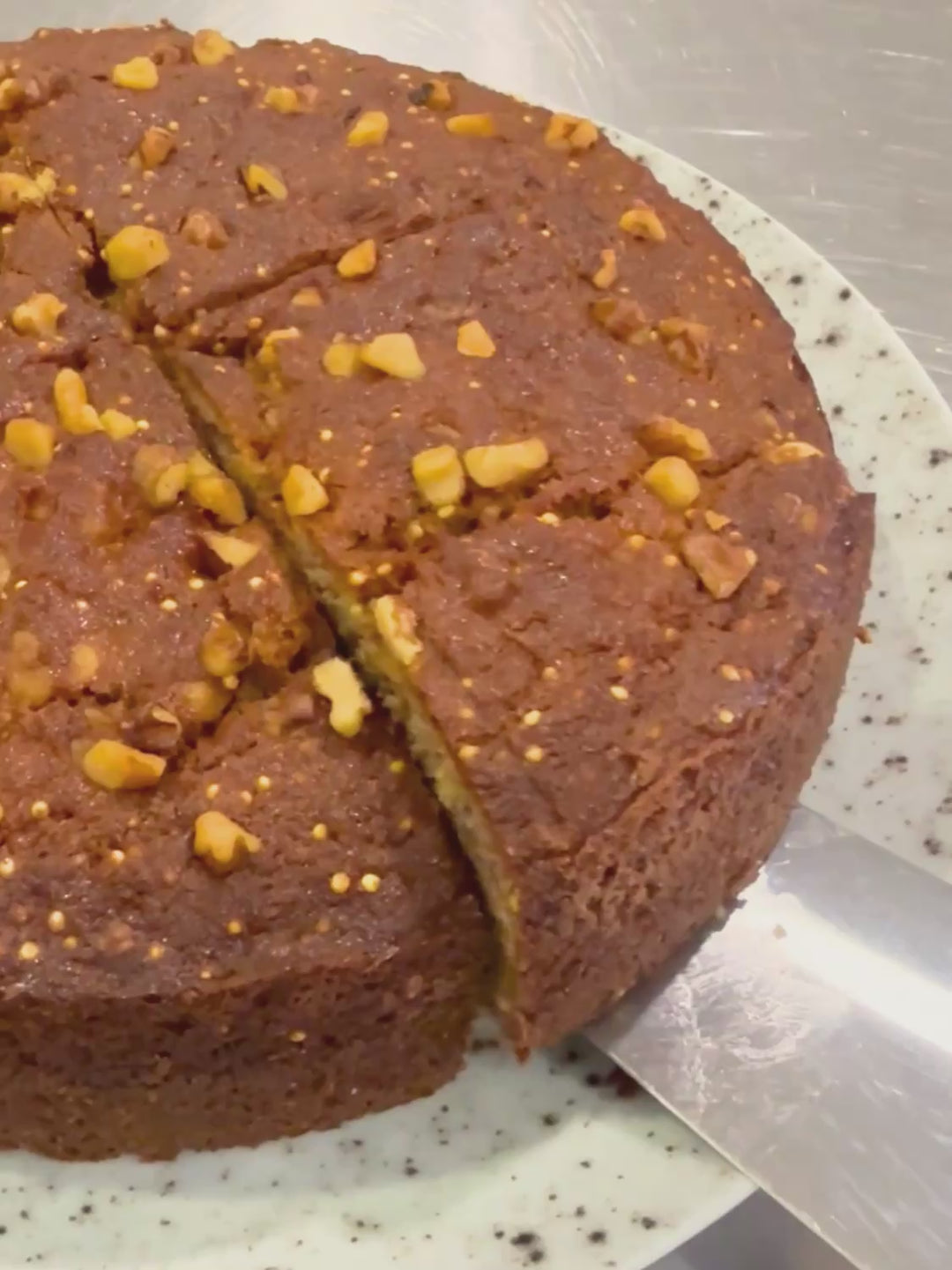 Banana Walnut Maple Cake Slice Showing Cake Texture 100% Gluten Free Low Lactose
