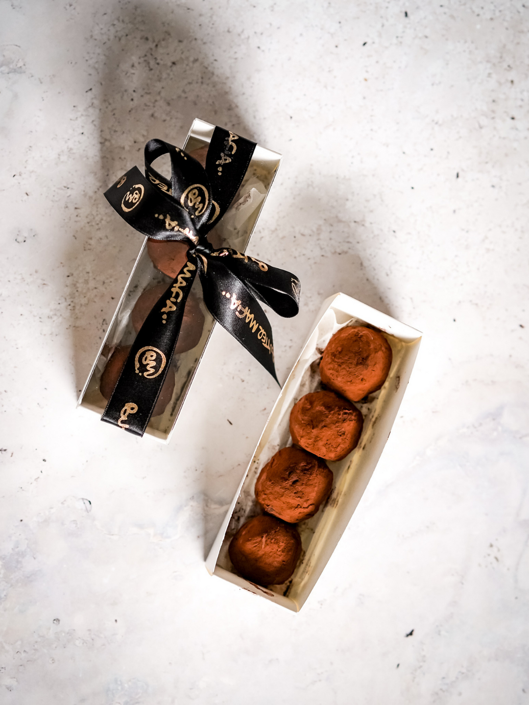 The Melbourne Truffle 4 Piece Gift Box Chocolate Dessert Truffle 100% Gluten Free Coeliac Safe Coeliac Dessert Shop Northcote Dedicated GF Kitchen Melbourne Desserts Delivery Regional Victoria Delivery